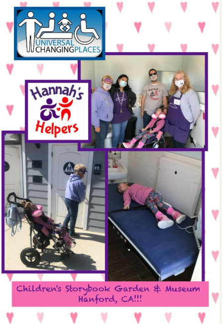 Collage highlighting Universal Changing Places advocacy and an accessible adult changing facility, featuring advocates, wheelchair users, and photographs of an adult changing table.